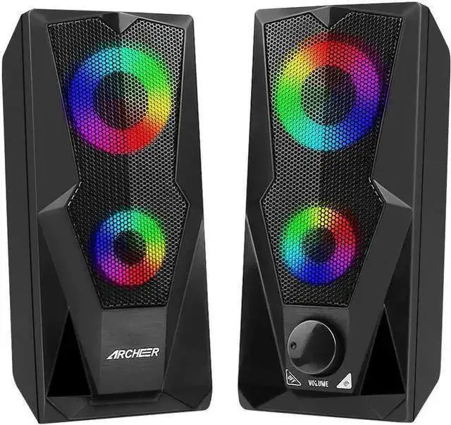 Main image of WISDUM Computer Speakers 10W RGB Gaming PC Speaker with Enhanced Stereo Colorful LED Light, Dual-Channel Multimedia USB Powered Gaming Speakers for PC Desktop Laptop Tablet Smartphones.