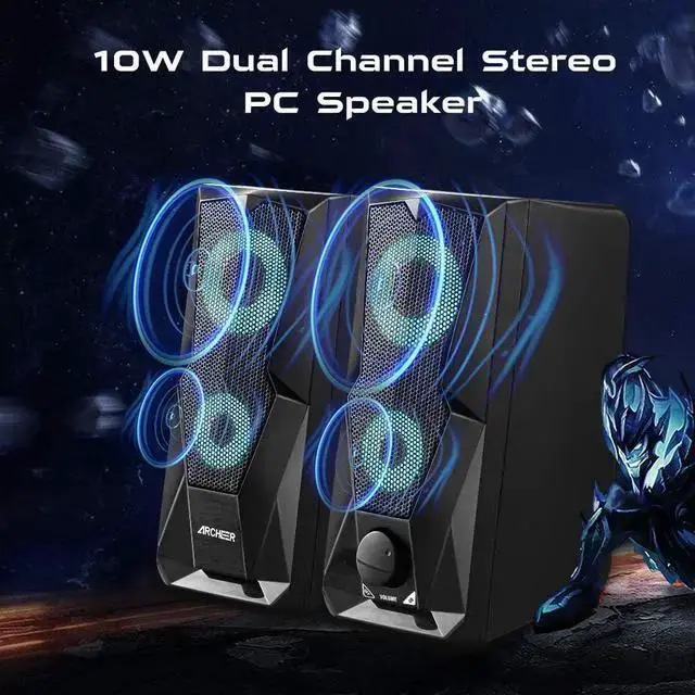 Alt view image 7 of 7 - WISDUM Computer Speakers 10W RGB Gaming PC Speaker with Enhanced Stereo Colorful LED Light, Dual-Channel Multimedia USB Powered Gaming Speakers for PC Desktop Laptop Tablet Smartphones.