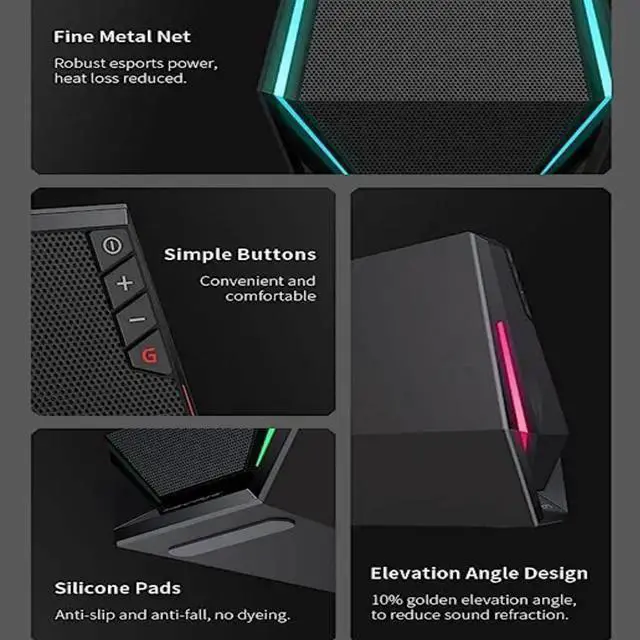 Alt view image 6 of 7 - WISDUM Edifier G1500 Computer Speakers, Hecate Gaming Speakers with RGB, Bluetooth 5.3, USB Input, 3.5mm AUX Input Supported, Black
