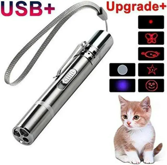 Alt view image 2 of 5 - WISDUM 3 in 1 Laser Pointer Cat Pet Child Toys USB Rechargeable UV Torch Flashlight Mini Pet Training Dog Cat Pointer Teasing Pen