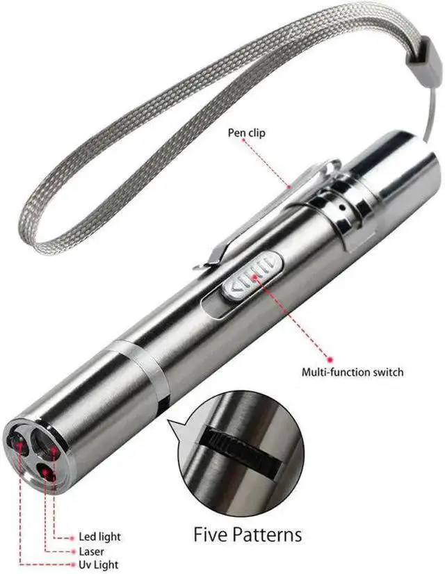 Alt view image 4 of 5 - WISDUM 3 in 1 Laser Pointer Cat Pet Child Toys USB Rechargeable UV Torch Flashlight Mini Pet Training Dog Cat Pointer Teasing Pen