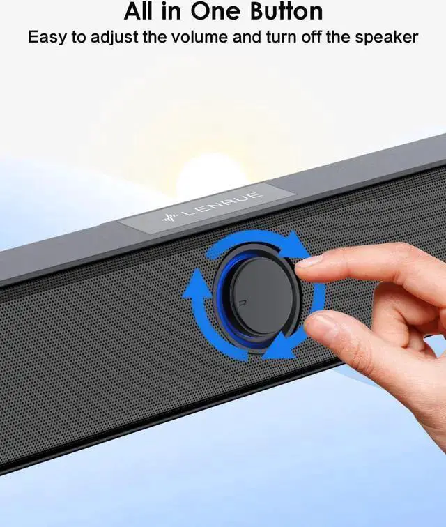 Alt view image 2 of 4 - WISDUM Computer Speaker, 10W PC Speaker for Desktop/Laptop,Sound bar Desktop Speaker with Clear Sound,USB Powered and 3.5 AUX-in,Plug-N-Play (Black)