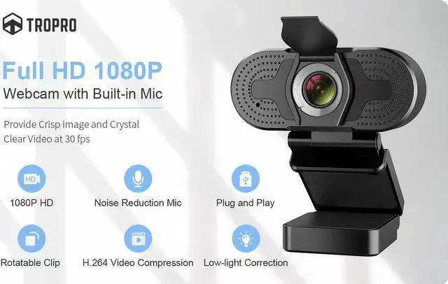 Alt view image 6 of 7 - WISDUM TROPRO Webcam for PC, 1080P Full HD Web Camera with Microphone for Desktop Mac Smart TV, with USB Plug, Compatible for Win10/8/8.1/7/XP Linux for Skype, Streaming, Teleconference, Video Chat