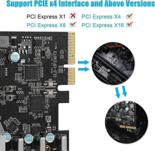 Alt view image 2 of 3 - WISDUM PCIe to USB 3.2 Gen 2 Card with 20 Gbps Bandwidth 7 USB Ports (4 USB Type-A and 3 USB Type-C Ports), PCI Express (PCIe) Expansion Card USB Card for Desktop PC Support Windows and Linux Mac OS