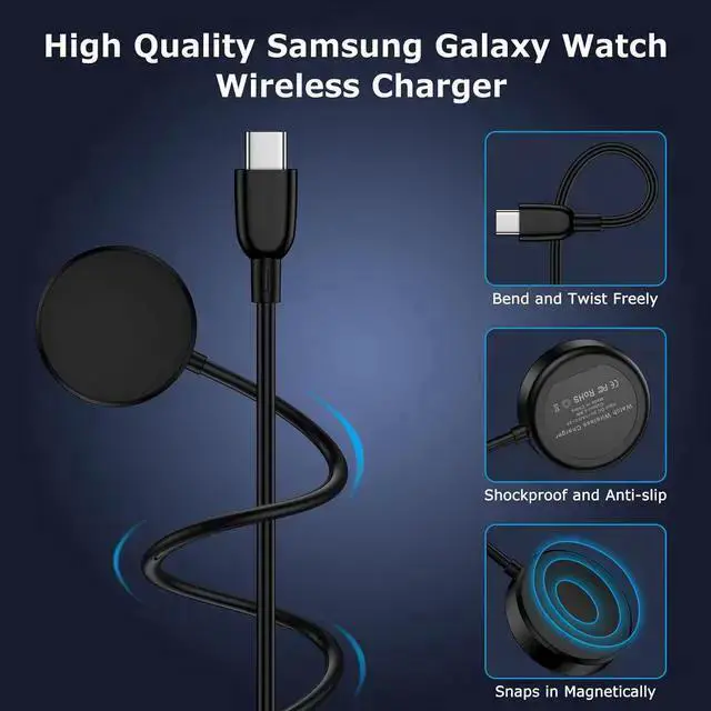 Alt view image 6 of 7 - WISDUM USB C Watch Charger Fast Charging for Galaxy Watch 7/6 Classic/6/5 Pro/5/4/4 Classic/3/Active 2/Active 1, Magnetic Wireless Galaxy Charger Pad with 3FT Type C Cable Cord