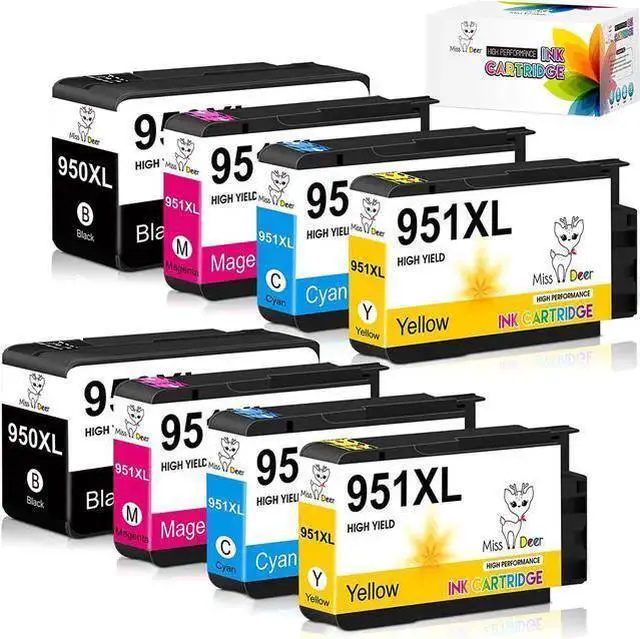 Main image of WISDUM Miss Deer 950XL 951XL Combo Pack Compatible Ink Cartridges Replacement 950 951XL,Work Officejet Pro 8610 8600 8620 8630 8640 8100 8615 251dw 271dw 276dw(2BK,2C,2M,2Y)