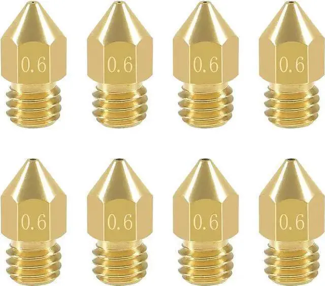 Main image of WISDUM Aokin 8 Pcs 0.6mm MK8 Extruder Nozzles 3D Printer Nozzles for Creality Ender 3/3 Pro/3 V2, Ender 5/5 Pro, CR-10/10S, Makerbot, Anet A8 3D Printer