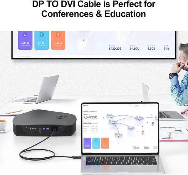 Alt view image 6 of 6 - WISDUM 4K Displayport to HDMI Cable 5ft Display Port to HDMI Cord 5 feet Converter for PCs to HDTV Monitor Projector- Grey