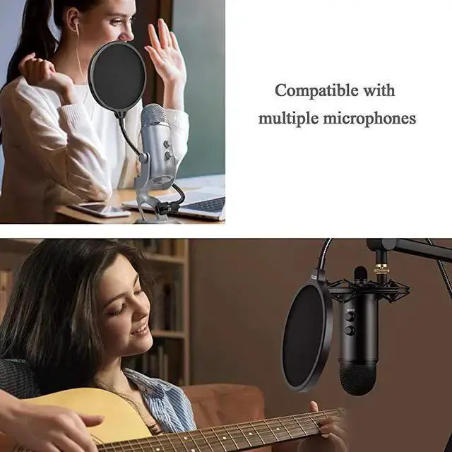 Alt view image 6 of 7 - WISDUM Microphone Pop Filter Studio Windscreen Mic Cover Mask Shield with Flexible Gooseneck and Clamp for Blue Yeti Audio Technica and All Microphones