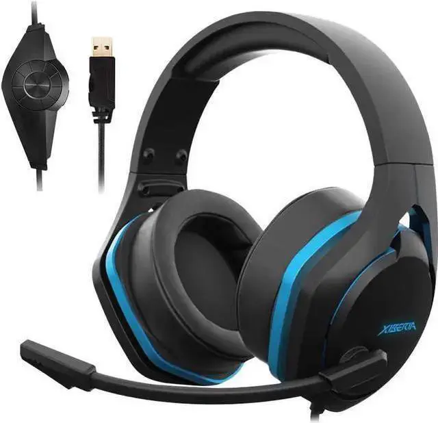 Main image of WISDUM Xiberia V22 Gaming Headset for PC- Deep Bass 3D Surround Sound- USB Headphones with Noise Cancelling Microphone RGB Lights Plug & Play for Laptops Computers