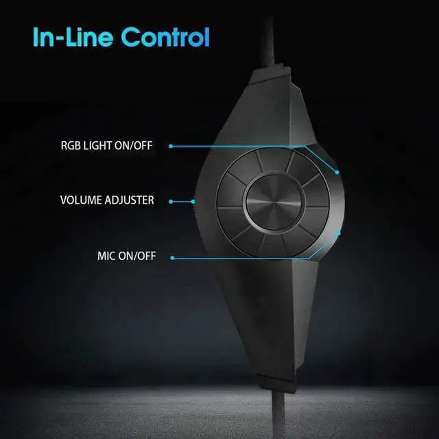 Alt view image 6 of 6 - WISDUM Xiberia V22 Gaming Headset for PC- Deep Bass 3D Surround Sound- USB Headphones with Noise Cancelling Microphone RGB Lights Plug & Play for Laptops Computers
