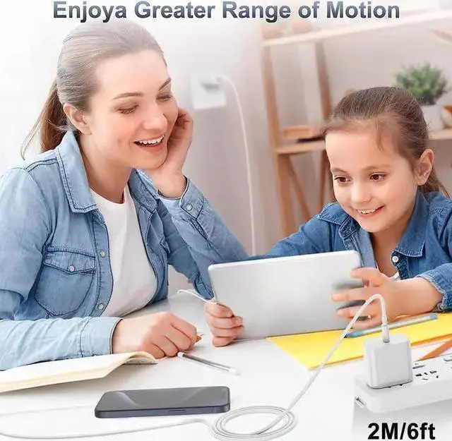 Alt view image 6 of 7 - WISDUM 15 Charger Block and 6ft Type C to C Cable Cord Long, 20W USB C Fast Charging Plug for 15 Plus/15 Pro Max, Pro 12.9/11 inch 4/3 th/Air/Mini 6 Gen,Wall Power Adapter Cube Brick