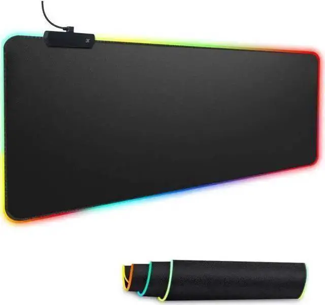 Main image of WISDUM RGB Gaming Mouse Pad, Soft Oversized Glowing Extended LED Mousepad, Touch Control, Anti-Slip Rubber Base Computer Keyboard Mouse Mat, 31.5 x 11.8 Inch