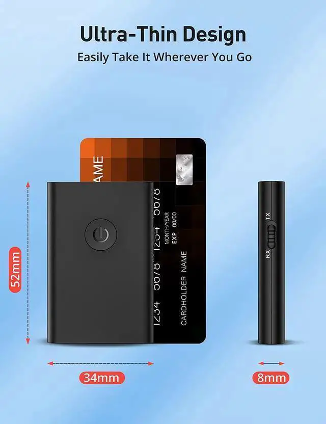 Alt view image 6 of 7 - WISDUM V5.0 Bluetooth Transmitter Receiver for TV PC, 2-in-1 AUX Audio Adapter, Wireless 3.5mm Bluetooth Adapter for Headphones/Car/Home Stereo/Switch/Speakers, Simultaneously Pair 2 Devices