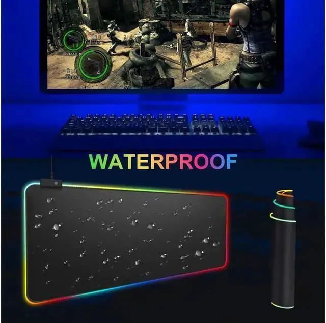 Alt view image 3 of 5 - WISDUM RGB Gaming Mouse Pad, Soft Oversized Glowing Extended LED Mousepad, Touch Control, Anti-Slip Rubber Base Computer Keyboard Mouse Mat, 31.5 x 11.8 Inch
