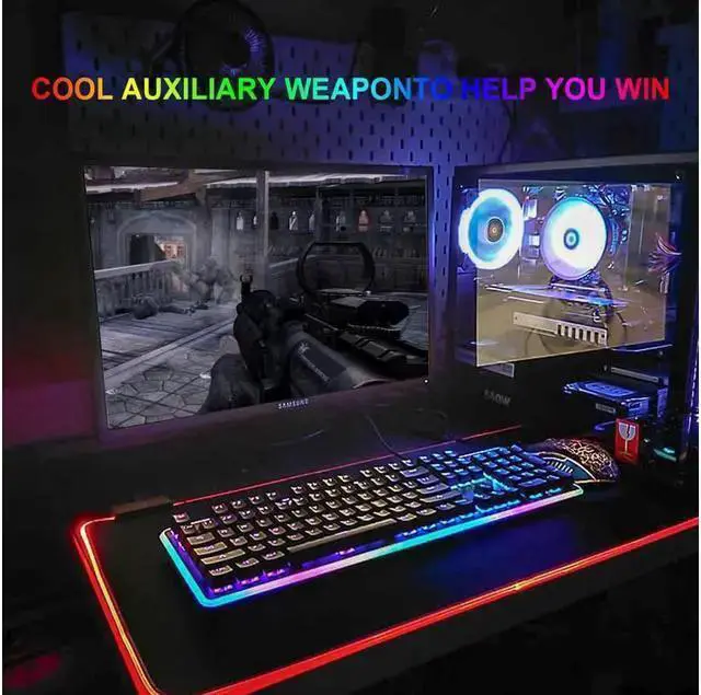 Alt view image 4 of 5 - WISDUM RGB Gaming Mouse Pad, Soft Oversized Glowing Extended LED Mousepad, Touch Control, Anti-Slip Rubber Base Computer Keyboard Mouse Mat, 31.5 x 11.8 Inch