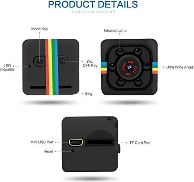 Alt view image 2 of 7 - WISDUM Wireless Camera Mini Hidden Spy Camera Portable Small Nanny Cam Voice Function With Audio And Video Recording Hd 1080P , Night Vision And Motion Detection, Suitable For Home Outdoor Office.