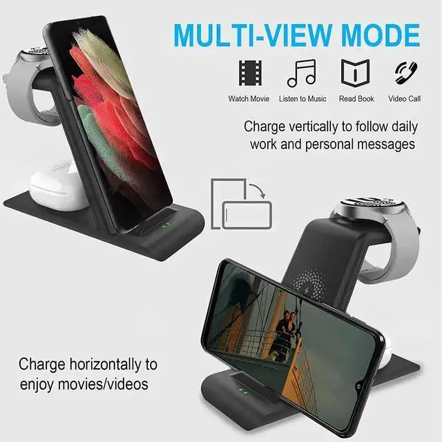 Alt view image 3 of 6 - WISDUM Wireless Charging Station for Wireless Charger Stand Magnet Galaxy Watch 6 40/44/43/47/5 Pro/4/3 Active 2/1 Galaxy S23/S22/S21/S20/S10/e/Note 20/10/9/8/ Galaxy Buds2 Pro/Live Multiple Devices