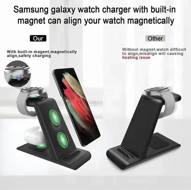 Alt view image 5 of 6 - WISDUM Wireless Charging Station for Wireless Charger Stand Magnet Galaxy Watch 6 40/44/43/47/5 Pro/4/3 Active 2/1 Galaxy S23/S22/S21/S20/S10/e/Note 20/10/9/8/ Galaxy Buds2 Pro/Live Multiple Devices