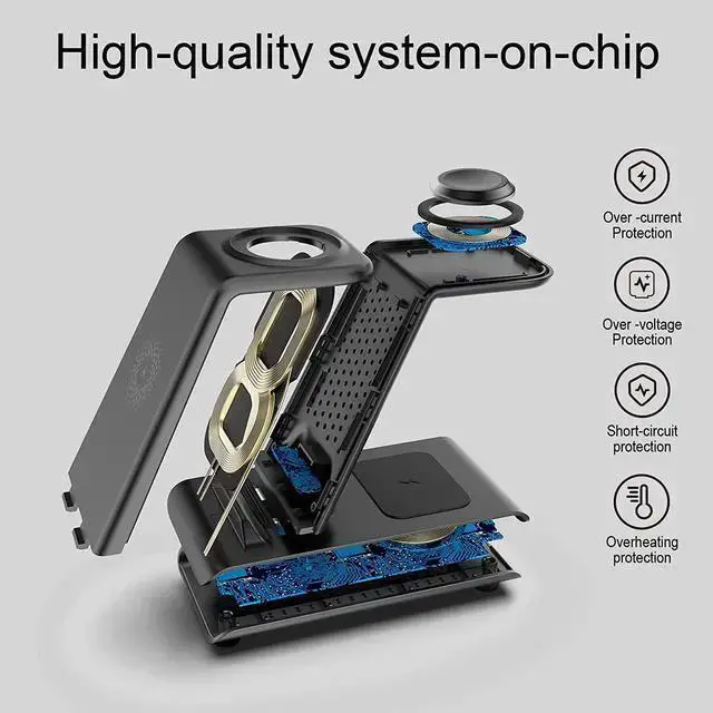 Alt view image 4 of 6 - WISDUM Wireless Charging Station for Wireless Charger Stand Magnet Galaxy Watch 6 40/44/43/47/5 Pro/4/3 Active 2/1 Galaxy S23/S22/S21/S20/S10/e/Note 20/10/9/8/ Galaxy Buds2 Pro/Live Multiple Devices