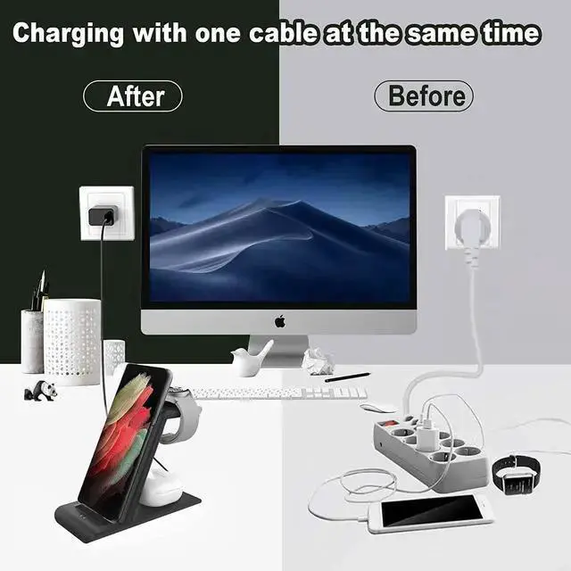 Alt view image 6 of 6 - WISDUM Wireless Charging Station for Wireless Charger Stand Magnet Galaxy Watch 6 40/44/43/47/5 Pro/4/3 Active 2/1 Galaxy S23/S22/S21/S20/S10/e/Note 20/10/9/8/ Galaxy Buds2 Pro/Live Multiple Devices