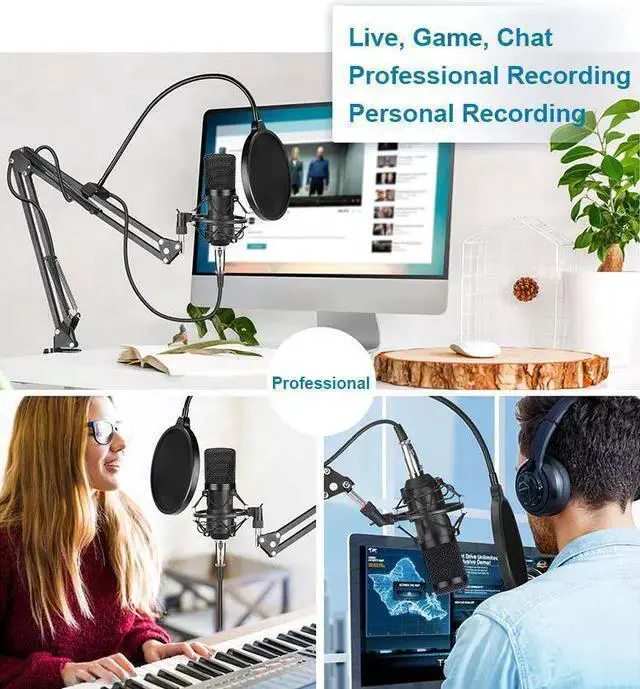 Alt view image 6 of 7 - WISDUM USB Condenser Microphone Kit 192kHZ/24bit Plug & Play Computer PC Microphone Studio Streaming Cardioid Mic for Recording Broadcasting YouTube Gaming