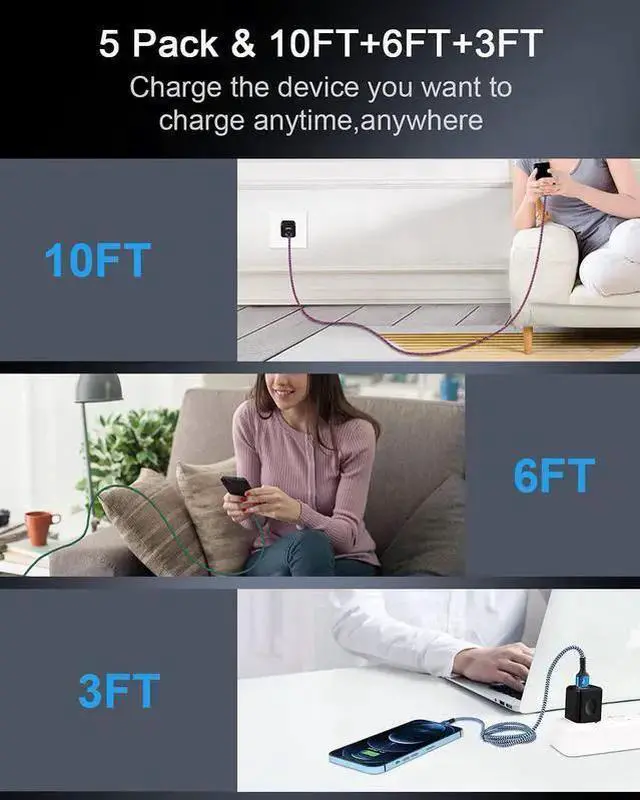 Alt view image 6 of 7 - WISDUM USB A to Lightning Cord 2Pack/3Ft Nylon Braided Charger Cable Approved Fast Charging Power Wire for 14 14 Pro Max 13 Pro Max 13Pro 13 13 Mini 12 11 10 XR XS X 8 Plus 7 6 6s
