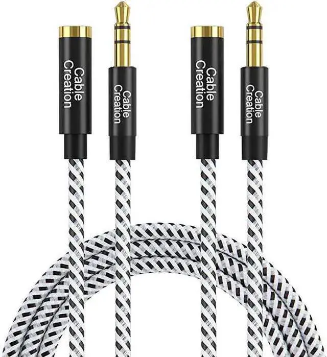 Main image of WISDUM 35mm Headphone Extension Cable 35mm Male to Female Stereo Audio Extension Cable Adapter with Gold Plated Connector 2Pack 6 Feet