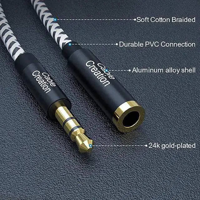 Alt view image 2 of 7 - WISDUM 35mm Headphone Extension Cable 35mm Male to Female Stereo Audio Extension Cable Adapter with Gold Plated Connector 2Pack 6 Feet