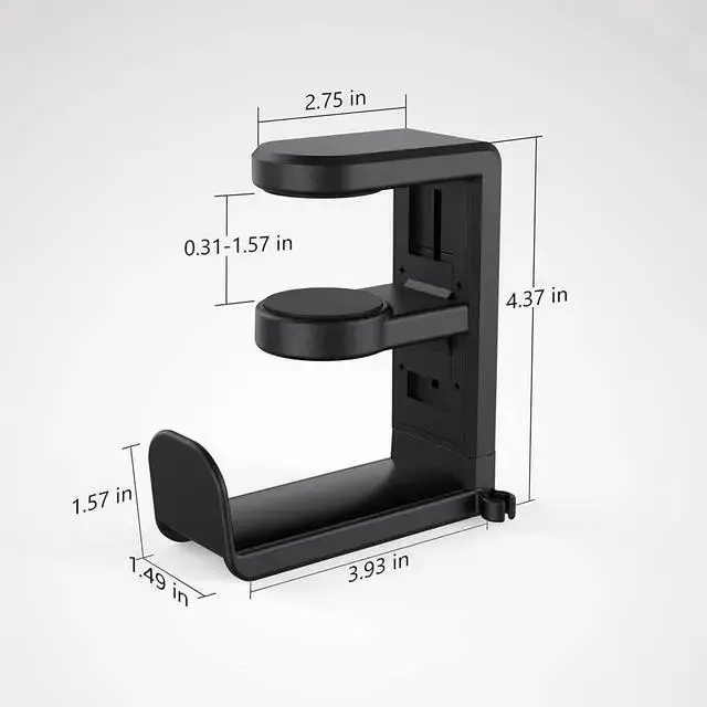 Alt view image 7 of 7 - WISDUM PC Gaming Headset Headphone Hook Holder Hanger Mount Headphones Stand with Adjustable & Rotating Arm Clamp Under Desk Design Universal Fit Built in Cable Clip Organizer EURPMASK