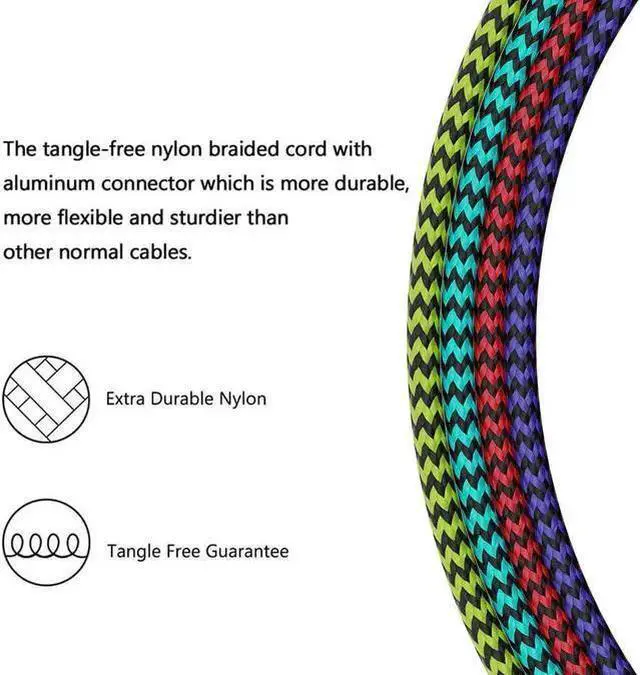 Alt view image 4 of 7 - WISDUM USB C Cable 4pack 6ft Type C Charger Nylon Braided USB C Charger Cord Fast Charging Cable for Galaxy S21 S20 S10 Plus Note 10 Google Pixel Moto etc