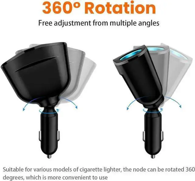 Alt view image 3 of 6 - WISDUM Cigarette Lighter Splitter USB 2.4A & QC3.0 Type C with 2 Socket Cigarette Lighter Adapter 12V/24V 120W Car Charger Splitter for GPS Dash Cam Laptop Cell Phone 14/13/12/11 (A+C 66W)