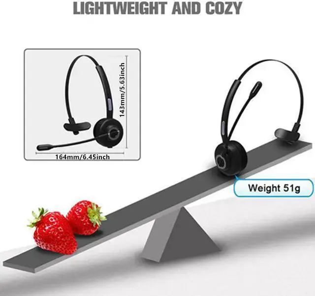 Alt view image 4 of 7 - WISDUM WIILGN Single Ear Wireless Cell Phone Headset, Trucker Bluetooth Headset, CVC 6.0 Noise Canceling Mic for Customer Service Chat, Office Call Center Wireless Headphone