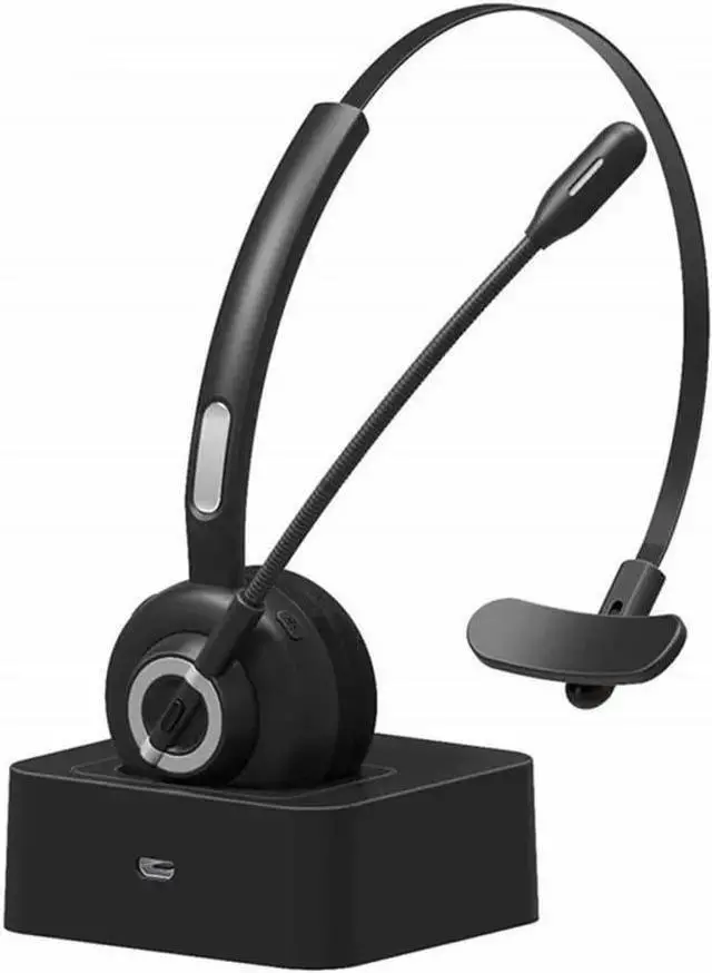 Main image of WISDUM WIILGN Single Ear Wireless Cell Phone Headset, Trucker Bluetooth Headset, CVC 6.0 Noise Canceling Mic for Customer Service Chat, Office Call Center Wireless Headphone