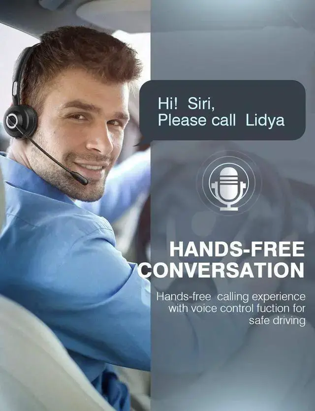 Alt view image 6 of 7 - WISDUM WIILGN Single Ear Wireless Cell Phone Headset, Trucker Bluetooth Headset, CVC 6.0 Noise Canceling Mic for Customer Service Chat, Office Call Center Wireless Headphone