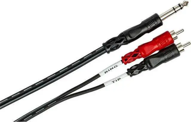 Alt view image 4 of 4 - WISDUM Hosa Technology 13.2' (4M) Stereo 1/4" Male to Two RCA Male Y-Cable #TRS204