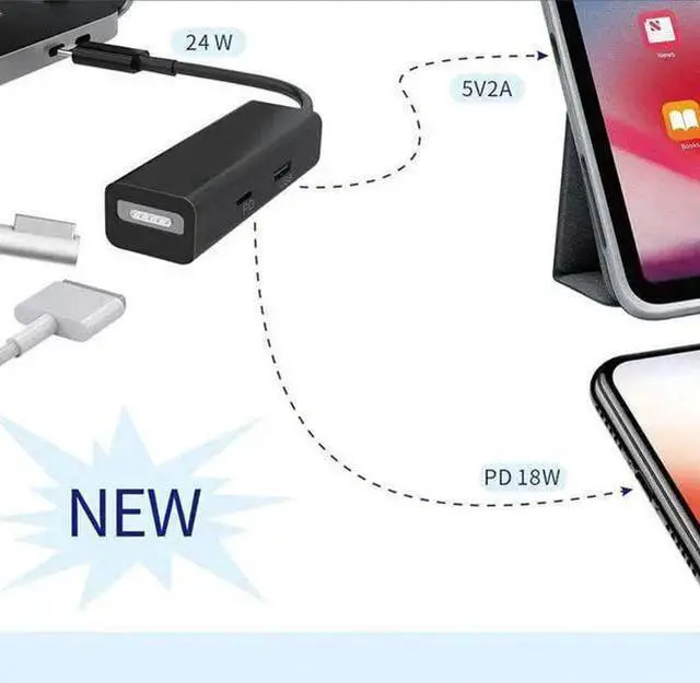 Alt view image 2 of 2 - WISDUM Anywatt,USB C Magsafe Adapter,Type C to Magsafe 1&2 Converter Adapter Charge,Compatible with New Pro/Air and Any USB C Devices,black
