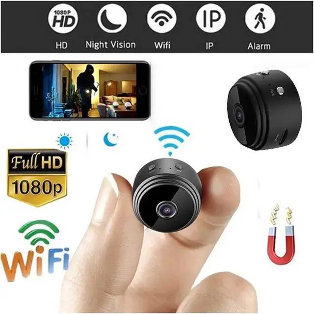 Main image of WISDUM Mini 1080p HD Wireless Magnetic Security Camera with Sound, Spy Camera Hidden Camera, Nanny Cam with Phone App and Night Vision Motion Detection, for Office and Home Security