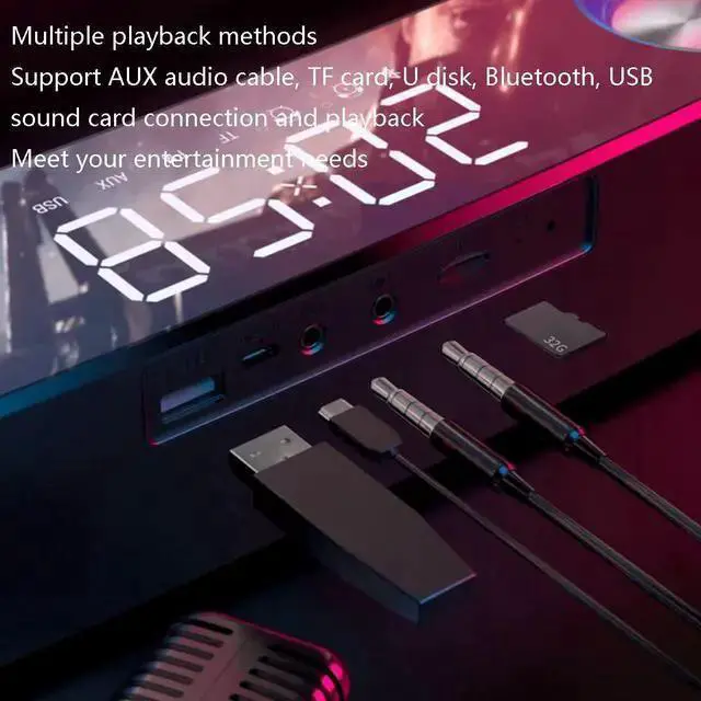 Alt view image 6 of 7 - WISDUM Soundbar Battery or USB Powered Speakers, Wireless Bluetooth 5.0 Computer Speakers RGB Smart LED Lamp with Mechanical Keyboard Control Enchanced Stereo Wired Speaker for Desktop Laptop