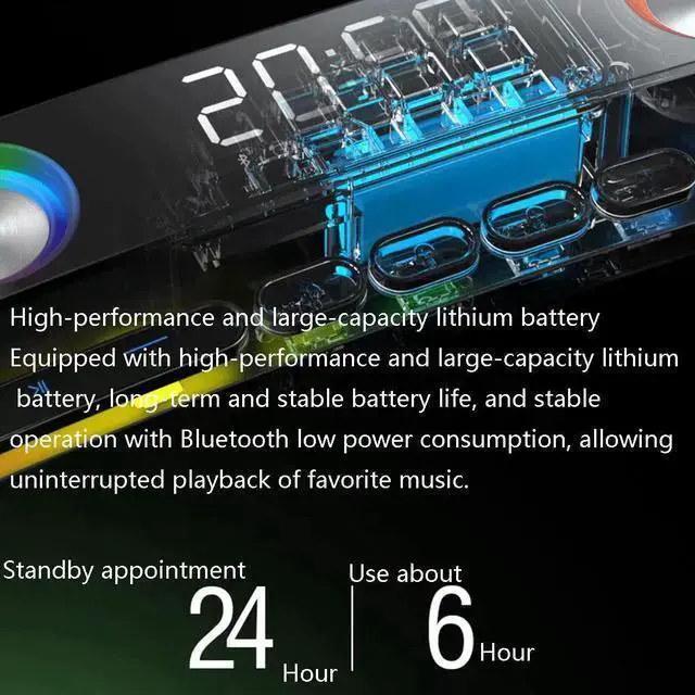 Alt view image 7 of 7 - WISDUM Soundbar Battery or USB Powered Speakers, Wireless Bluetooth 5.0 Computer Speakers RGB Smart LED Lamp with Mechanical Keyboard Control Enchanced Stereo Wired Speaker for Desktop Laptop
