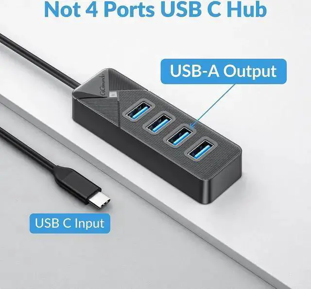 Alt view image 2 of 7 - WISDUM USB C to USB A Adapter, USB A Hub 3.0 for Laptop 4-Port, 5Gbps USB Multiport Adapter Convertor for Mac, Air Pro, PC, Compatible with Windows, Mac OS, Linux (Balck, 15cm)