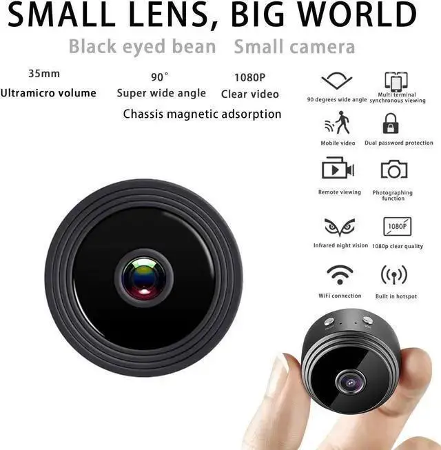 Alt view image 2 of 7 - WISDUM Mini 1080p HD Wireless Magnetic Security Camera with Sound, Spy Camera Hidden Camera, Nanny Cam with Phone App and Night Vision Motion Detection, for Office and Home Security