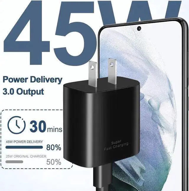 Alt view image 2 of 7 - WISDUM 45W USB C Charger,2-Pack Super Fast Charging Wall Charger for Galaxy S24 Ultra/S24+/S24 S23 Ultra/S23+/S23/ S22 Ultra/S22/Note 10 Plus,Galaxy Tab S8/S8+/S8 Ultra with 5ft Type C Cord