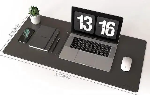 Alt view image 7 of 7 - WISDUM Dual-Sided Mouse Pad Natural Cork & PU Leather Large Desk Pad for Office and Home Work Desk Protector Non-Slip Waterproof Easy Clean (Black 36x17)