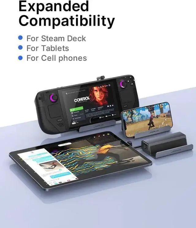 Alt view image 6 of 7 - WISDUM Docking Station for Steam Deck/ROG Ally, 5-in-1 Steam Deck Dock with HDMI 2.0 4K@60Hz, 100Mbps Ethernet, Dual USB-A 2.0 and 100W USB-C Charging Compatible with Steam Deck OLED-HB0602