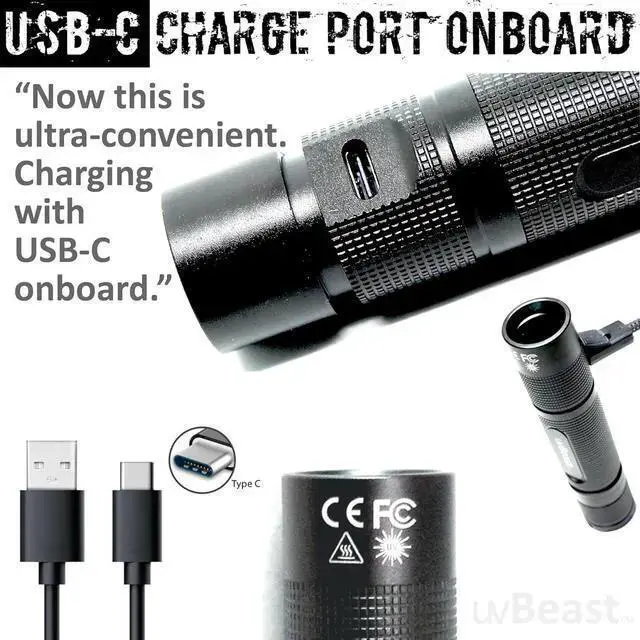 Alt view image 3 of 7 - WISDUM New V3 365nm MINI - Black Light UV Flashlight High Definition Pure Ultraviolet - Professional Grade High Power Upgraded 5 Core UV LED USA Stock