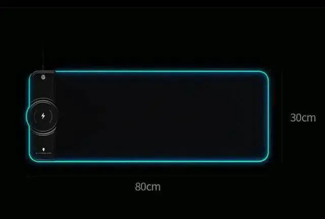 Alt view image 3 of 6 - WISDUM Alienware 800×300 Illuminated Gaming Mouse Pad Keyboard Desk Pad 15W Wireless Charging