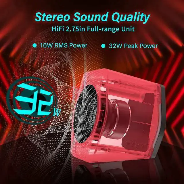 Alt view image 2 of 7 - WISDUM Edifier G2000 32W PC Computer Speakers for Gaming Desktop PC Laptop Mac Computer Woofer Speakers Bluetooth USB 3.5mm AUX Inputs RGB Lights Multimedia Speakers Red