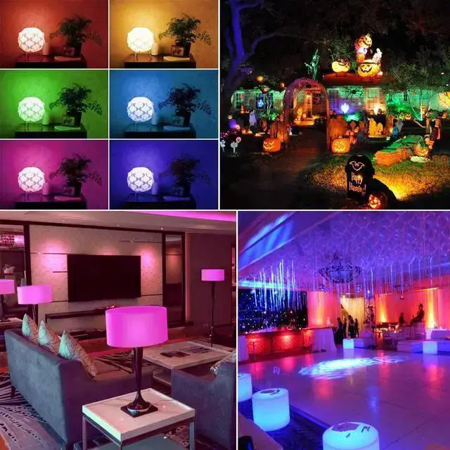 Alt view image 3 of 5 - WISDUM Color Changing Light Bulb RGB LED Light Bulbs Dimmable 5W 40W Equivalent500LM E26 Screw Base bulbs Decorative Flood Lights Mood Light -Timing12 Colors2700KGreat for Home Stage Party(4 pack)