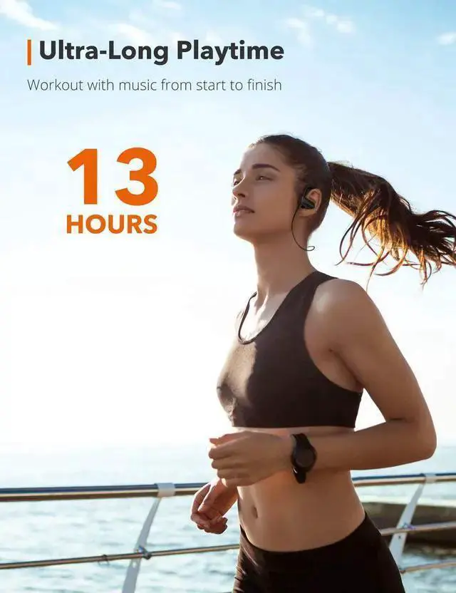 Alt view image 5 of 7 - WISDUM Wireless headphones, Bluetooth Headphones 13 Hours Playtime Bluetooth 5.0 Sport Earphones IPX7 Waterproof Wireless Earbuds Built-in Microphone Ear Hooks